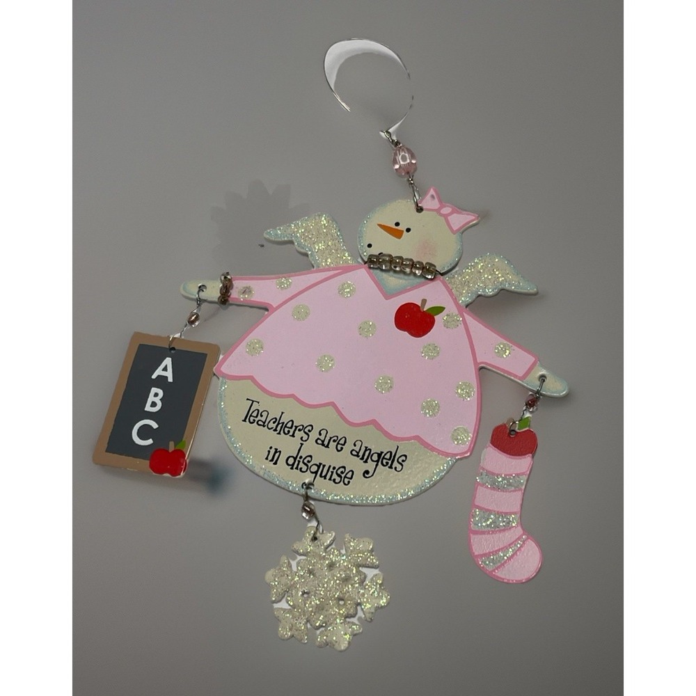 Teachers are Angels In Disguise Ornament Metal Christmas‎ Teacher Gift Folk Art - Picture 5 of 8